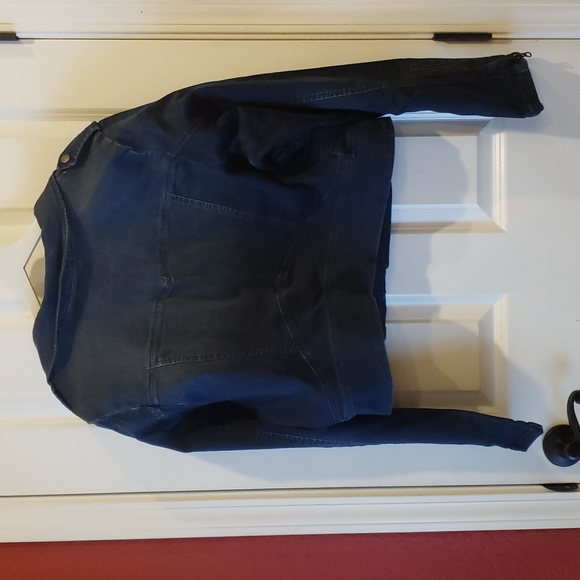 TORRID Dark Wash Indigo Stretch Denim Moto Jean Jacket sz 3X Womens Plus Trucker - Picture 7 of 13